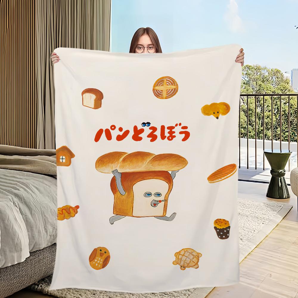 Flannel warm comfort  soft Picture plush Breads Thief blanket for sofa living room office bedroom travel book gift