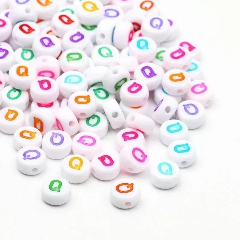Acrylic A-Z 26 Letter Round Beads Colorful Alphabet Loose Spacer Beads For Jewelry Making Diy Bracelet Necklace Accessories
