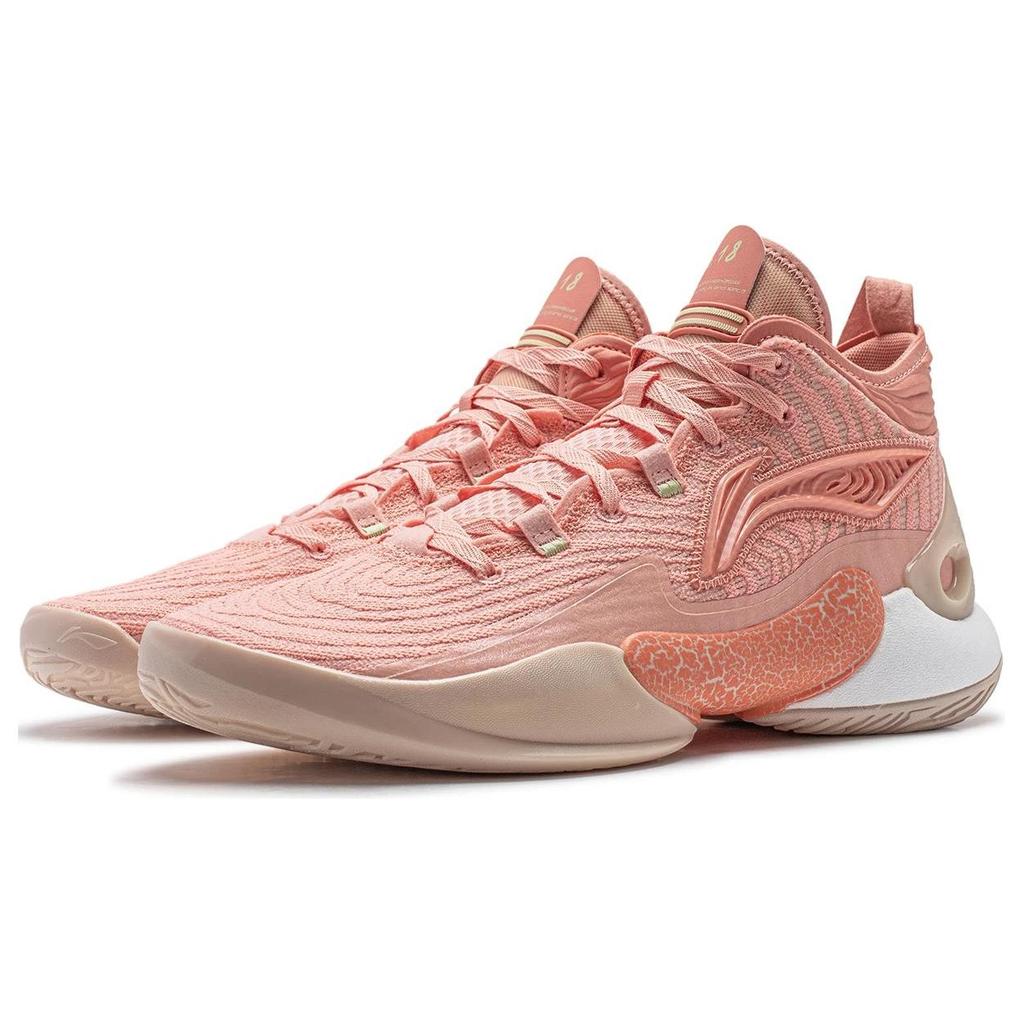 Li Ning YuShuai 18 Basketbalschoenen Heren Lage Top Roze/Oranje ABAU009-4