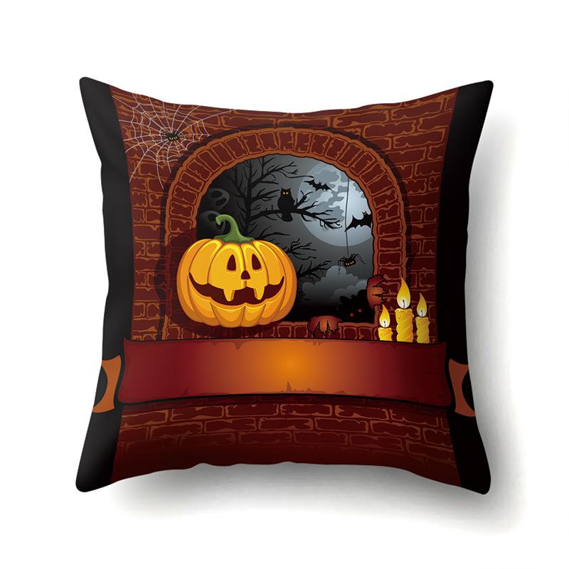 Halloween Polyester Pillow Case Car Waist Pillow Pumpkin Sofa Cushion Cover Office Living Room Pillow Case
