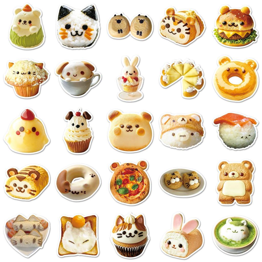 Tierfutter Sticker Set: 50 Niedliche Cartoon Brot-, Keksformen, Wasserdichte Brotdosen-Dekoration.