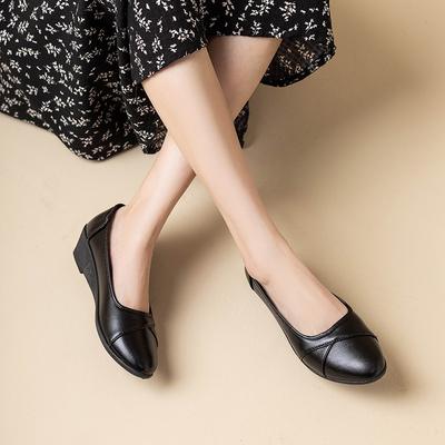 Work Shoes New Women's Leather Shoes Soft Leather Non-slip Mother Shoes Soft Leather Comfortable Soft Black Shoes