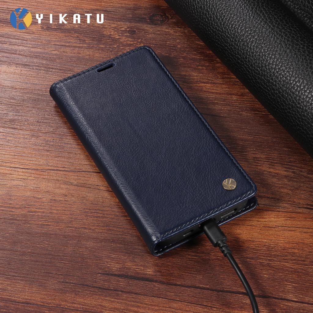 For Oppo Reno14 5G (China)/Oppo Reno14 F 5G/Oppo Reno14 5G (Global) Wallet Case YIKATU YK-006 Magnetic Closure Leather Phone Cover Litchi Texture