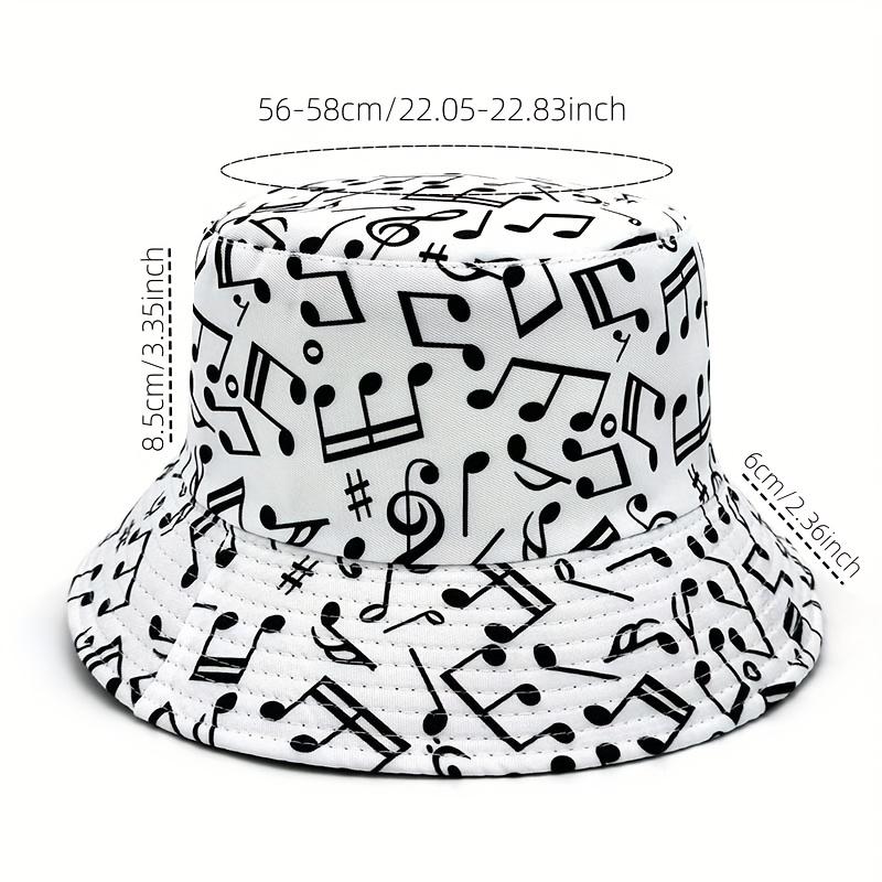 A New Style Full-Print Musical Note Digital Printed Bucket Hat Lightweight And Trendy Hip-Hop Fisherman'S Hat Suitable
