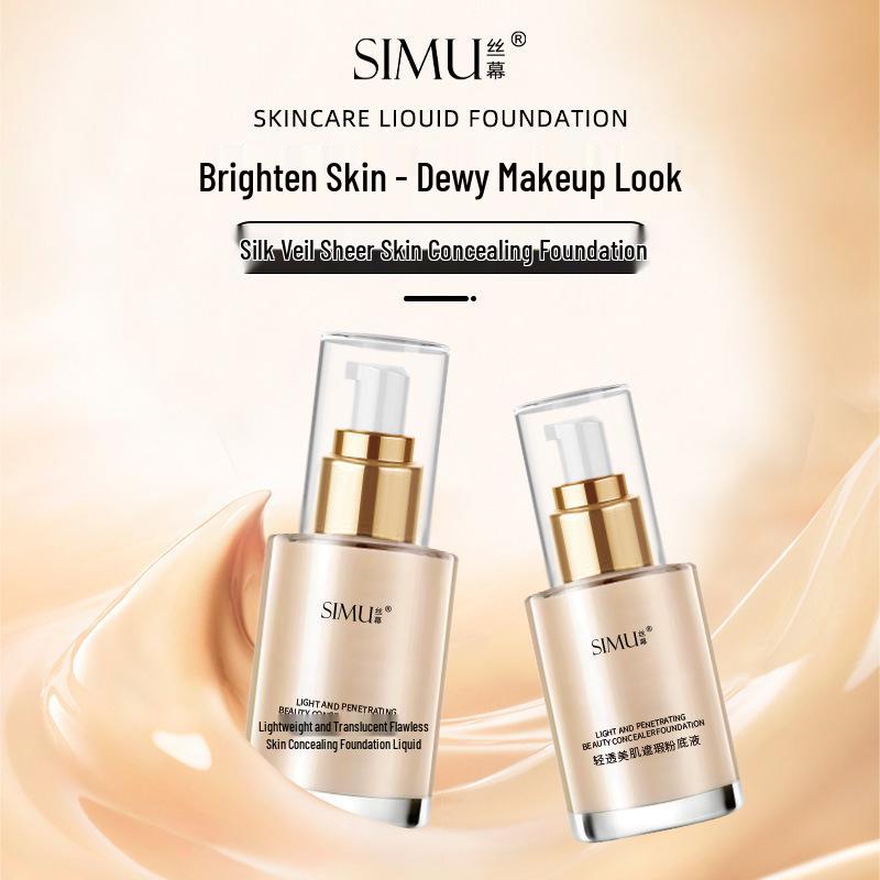 Silk Screen Lightweight Translucent Foundation: No Caking, Natural Long-Lasting Finish, Non-Smudge Concealing Cream.