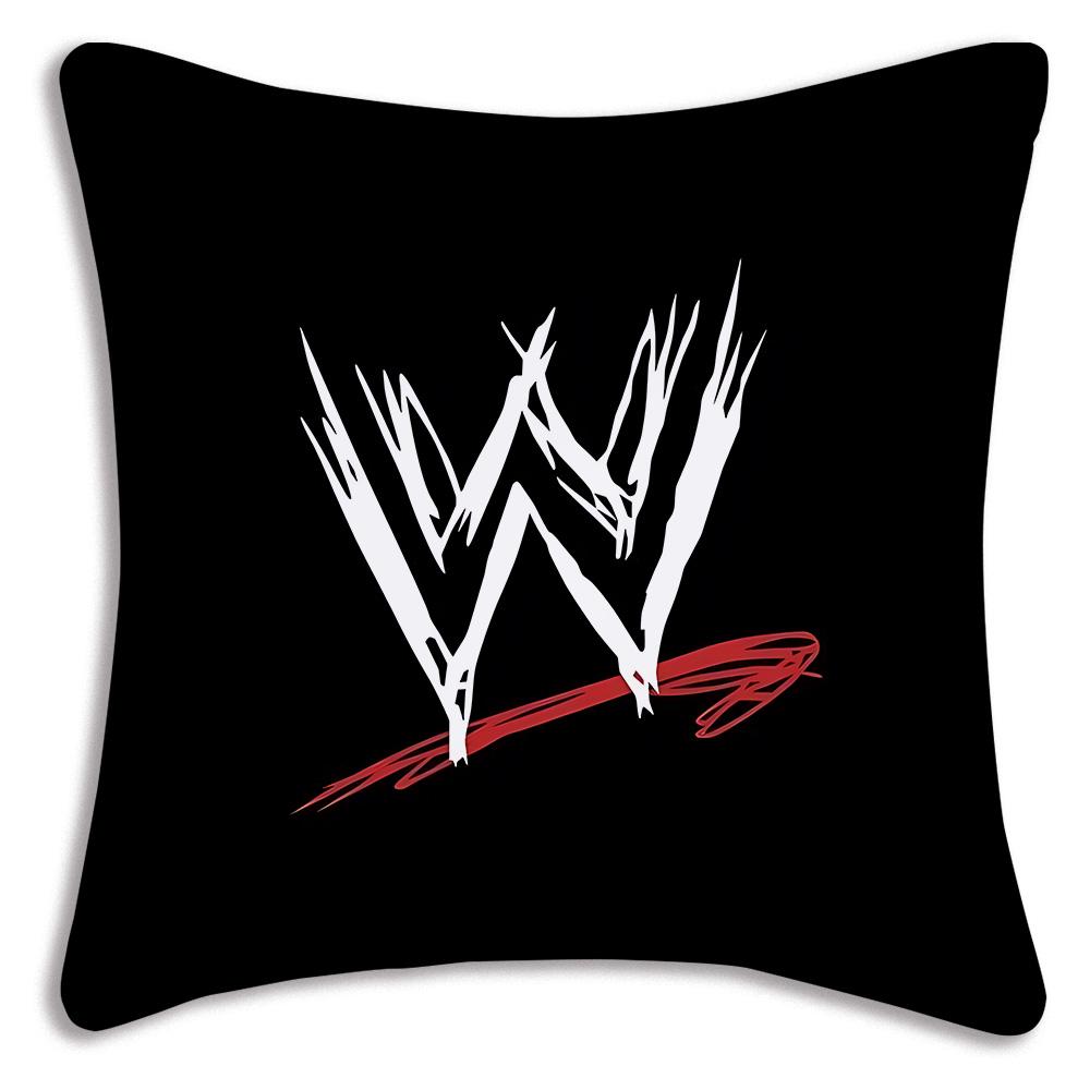 W-WWE LOGO W-WrestleMania Pillow Covers Cartoon Sofa Decorative Home Double-sided Printing Short Plush Cute Cushion Cover