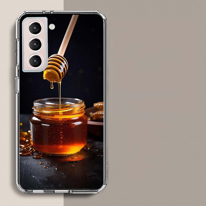 Golden Honey Dripping From Honeycomb Phone Case For Samsung Galaxy S25 Edge S24 S23 FE S21 S20 S10 Plus S22 S26 Ultra Cover Clea