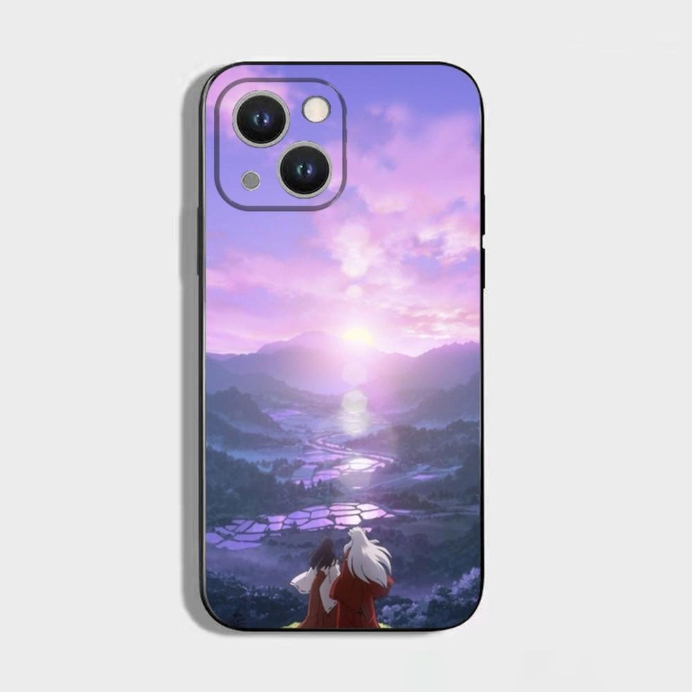 Anime I-Inuyasha Phone Case For iPhone 16 15 Plus 14 13 Pro Max 12 Mini 11 X XS XR 7 8 8Plus Black Soft Phone Coque