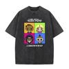 2025 Retro americano lavado viejo algodón pesado color sólido manga corta camisa verano suelto superior marea lavado camiseta Black Eyed Peas