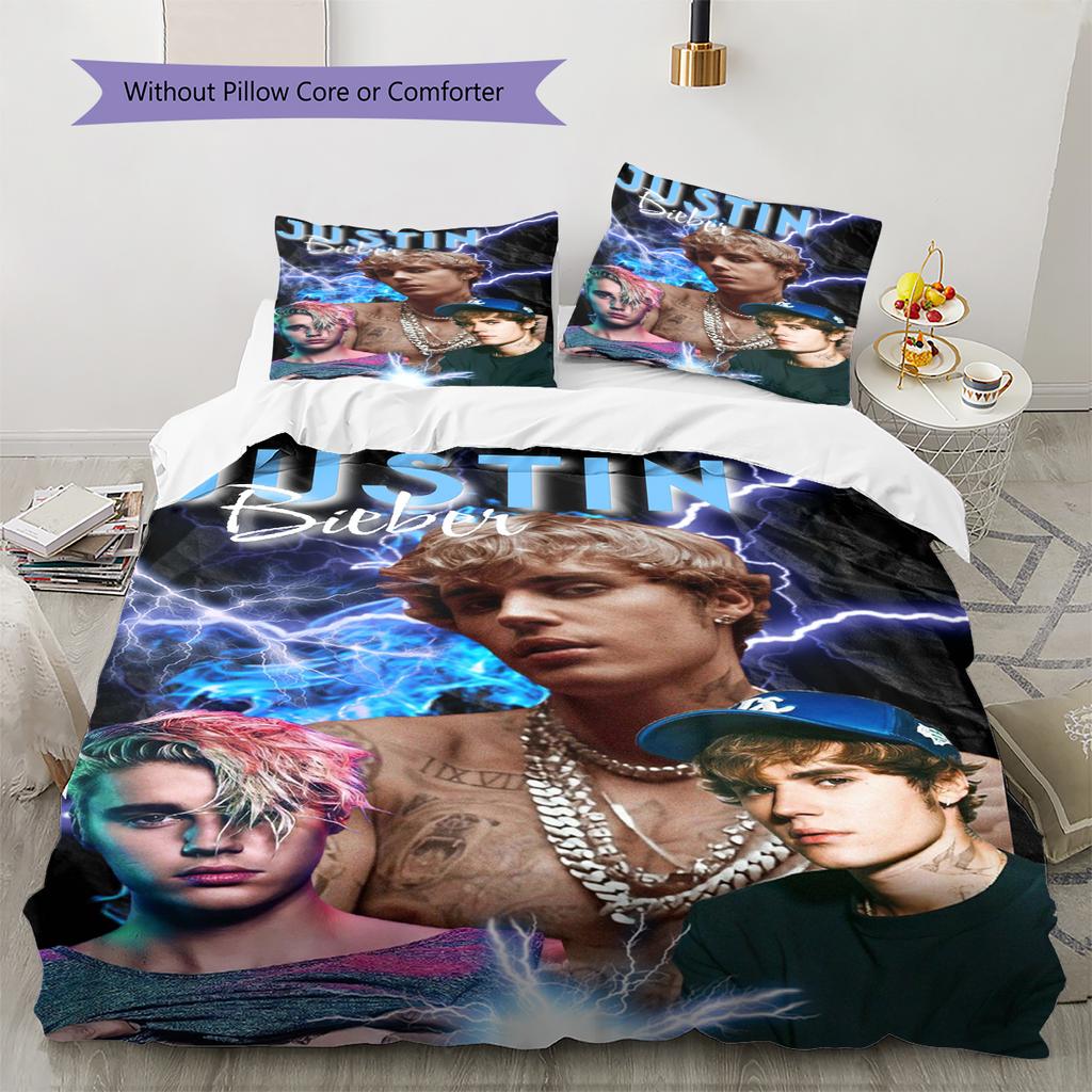 Set Copripiumino Trapuntato con Fantasia Bieber Federa Decorazione Casa Regalo (1 * copripiumino + 2 * federa, senza nucleo)
