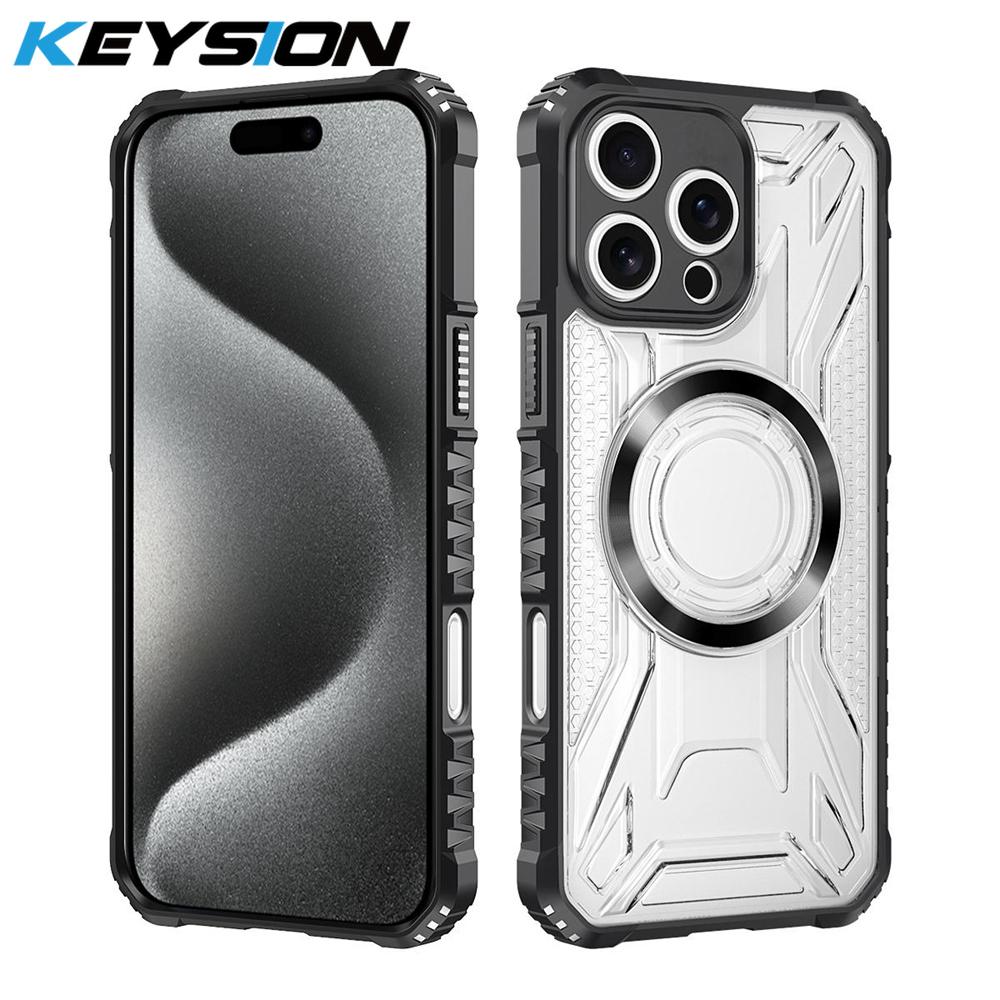 KEYSION Transparent Magnetic Case for OPPO Reno15 Pro Max 5G Silicone+PC Heavy Duty Shockproof Phone Cover for OPPO Reno 15 5G for OPPO Reno15 5G чёрный