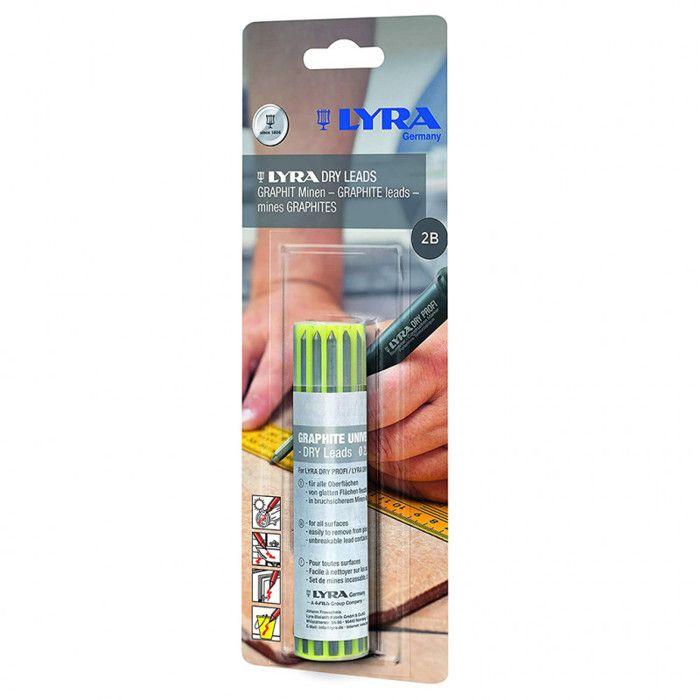 Mines - LYRA - DRY - 12 pièces - Graphite 2B - Compatible avec crayons Lyra Dry