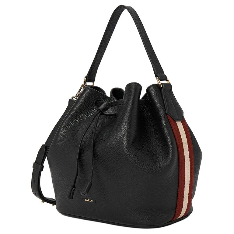 Bally Blys Logo Leather Bucket Tote Bag Women Bags Black 6230731