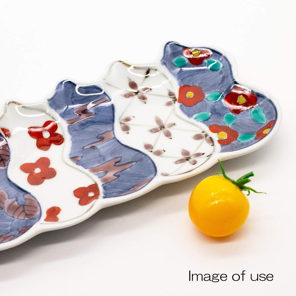 24to3 Nishitomi Imari Ware Tokushichi Kiln Six Gourds Long Plate 21 X 9cm Gourd Red Made In Japan 478458 Approx.