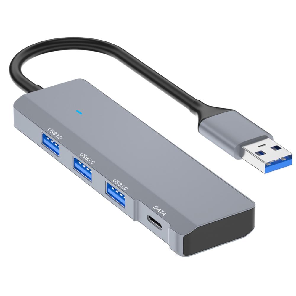 

ADS-309A USB to 3 USB3.0+1 Type-C Data Transfer Docking Station USB Hub Aluminum Alloy Adapter As Shown A