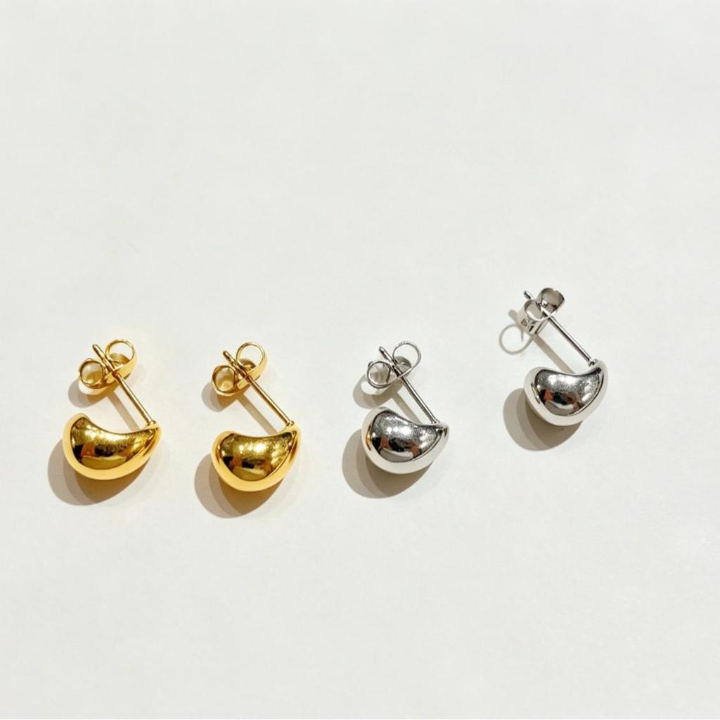 Titanium Steel Water Drop Stud Earrings: Geometric Design for Women