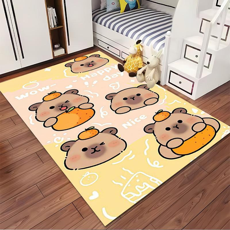 Cute Stacked Capybara Cartoon Rug Suitable for Use As an Anti-slip Game Mat for Living Room and Bedroom Sofas