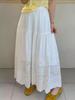 Elastic Waist Hollow-Out Slimming A-line Mid-Length Skirt for Women - Spring 2026, High Waist, Japanese Korean Casual Style
