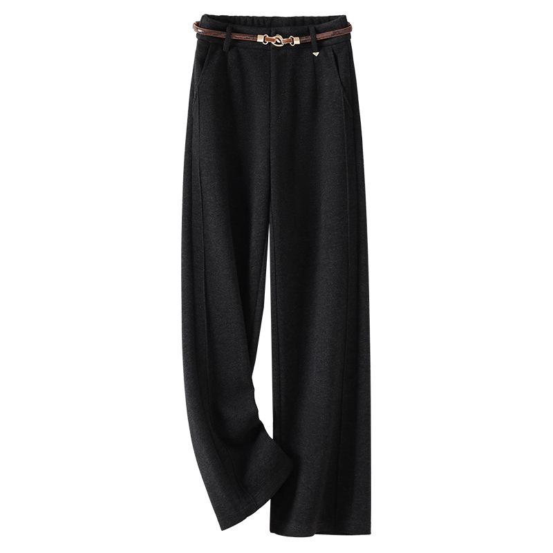 

Женские брюки палаццо из овсяночной шерсти, Коллекция Осень/Зима 2024, Драпированные прямые штанины, Повседневные длинные брюки облегающего кроя XL