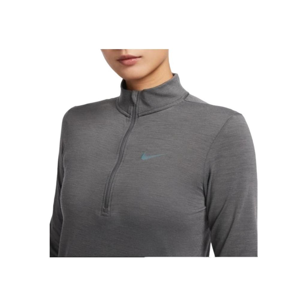 Nike Dri-Fit Swift Solid Color Stand Collar Half-Zip Long Sleeve T-Shirt Women Tops Iron-Grey FB4439-068