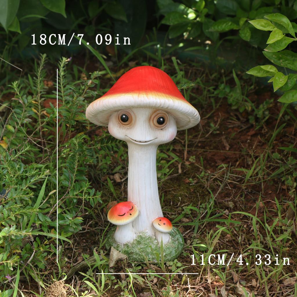 1 STK. Bezaubernde Pilzstatue mit Babygesicht - Harz, freistehend für Garten- und Rasendekoration | Perfektes Geschenk für Halloween, Weihnachten
