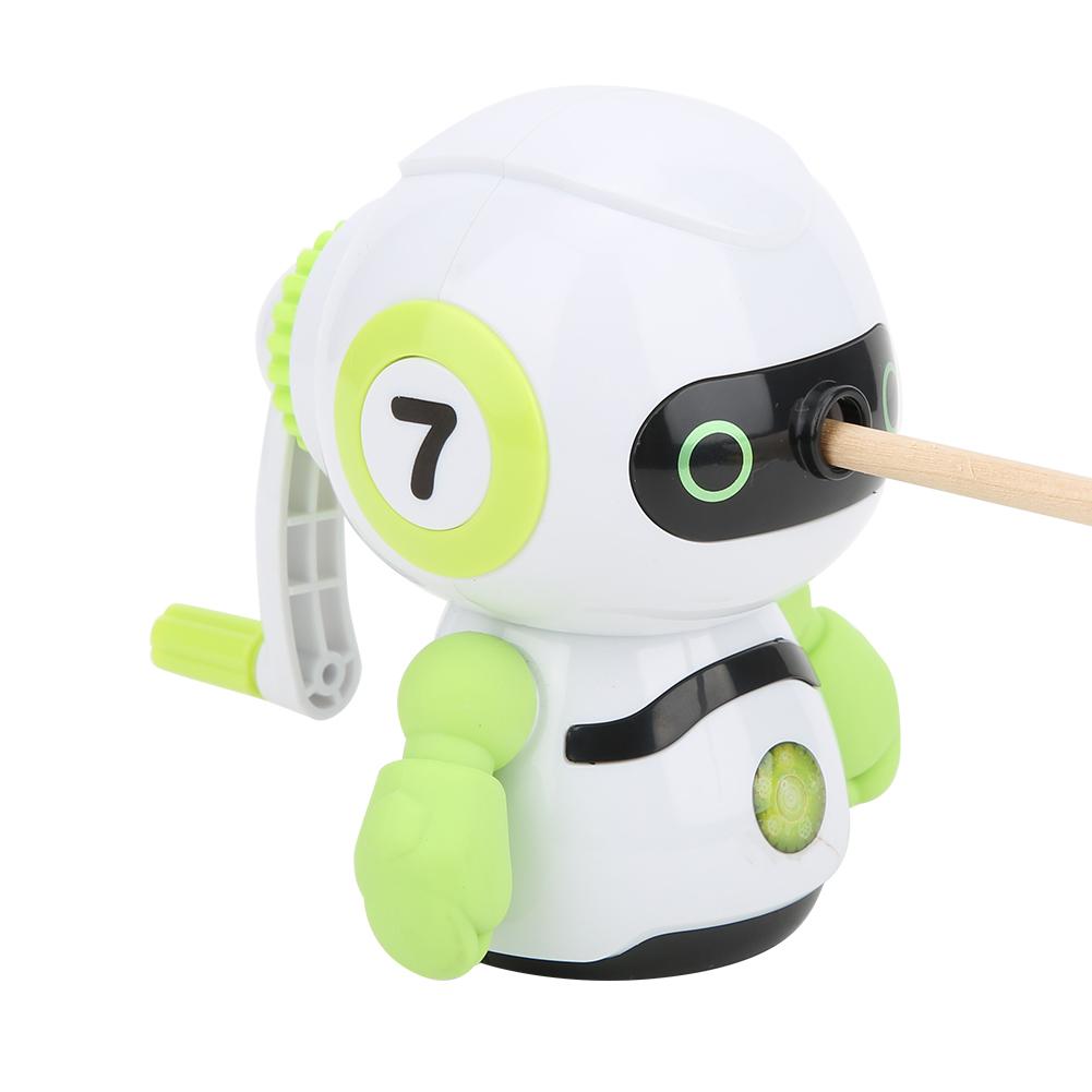 Manual Pencil Sharpener Green Robot Shape ABS Plastic Stationery School Supplies