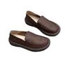 Genuine Leather Loafers Single Shoes Retro Round Head Soft Leather Soft Bottom Flat Heel Casual Cowhide Shoes