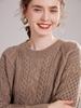 Women's Retro Loose Cable Knit Cashmere Sweater - Round Neck, High-End Texture, Autumn/Winter Base Layer.