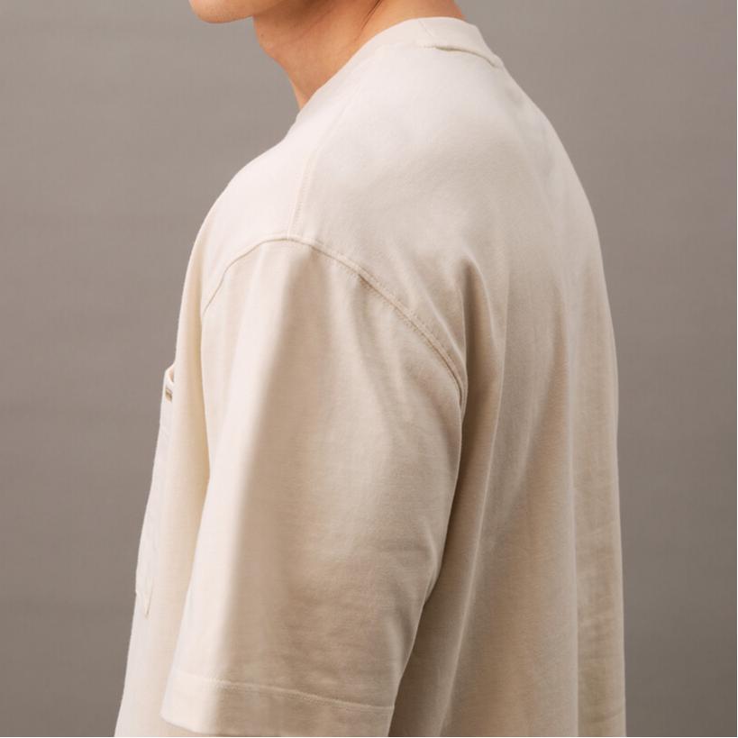 Calvin Klein Minimalist Comfortable Versatile Casual Plain Knit Loose Pocket Short Sleeve T-Shirt Men Tops Dove-Grey 4RB267G-CKS