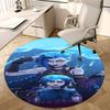 Blue Hair Warrior,Fantasy Armor Chair Mat Round Rug Office Carpet, Machine Washable, Non Slip, Suitable for Living Rooms, Bedrooms