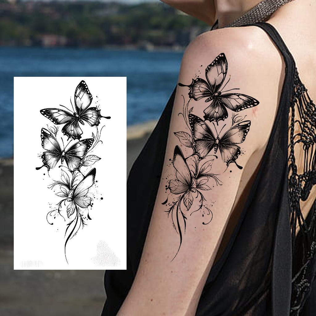 1 Sheet Black Henna Mandala Flower Temporary Tattoos For Women Girls Fake Lace Tattoo Sticker Disposable Decoration Adults Tatoo
