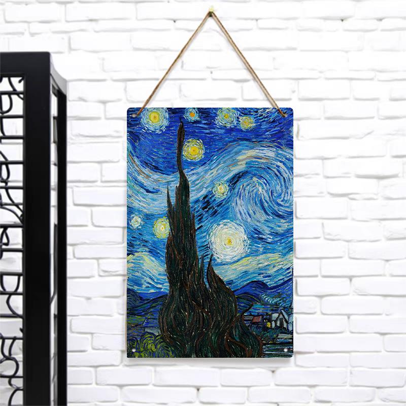

Van Gogh Starry Night Custom Metal Iron Painting European Art Wall Decor for Living Room Bedroom Home Decoration 7.9x11.8In(20x30cm)