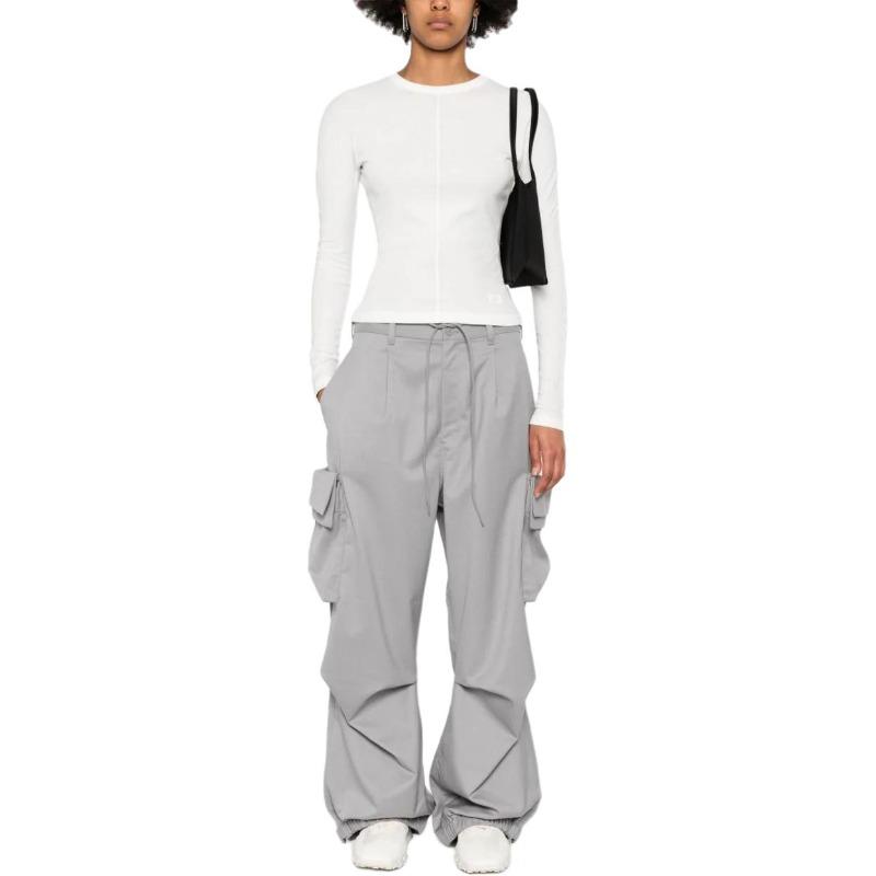 Y-3 Women's Solid Color Crew Neck Long Sleeve T-Shirt White IV7754