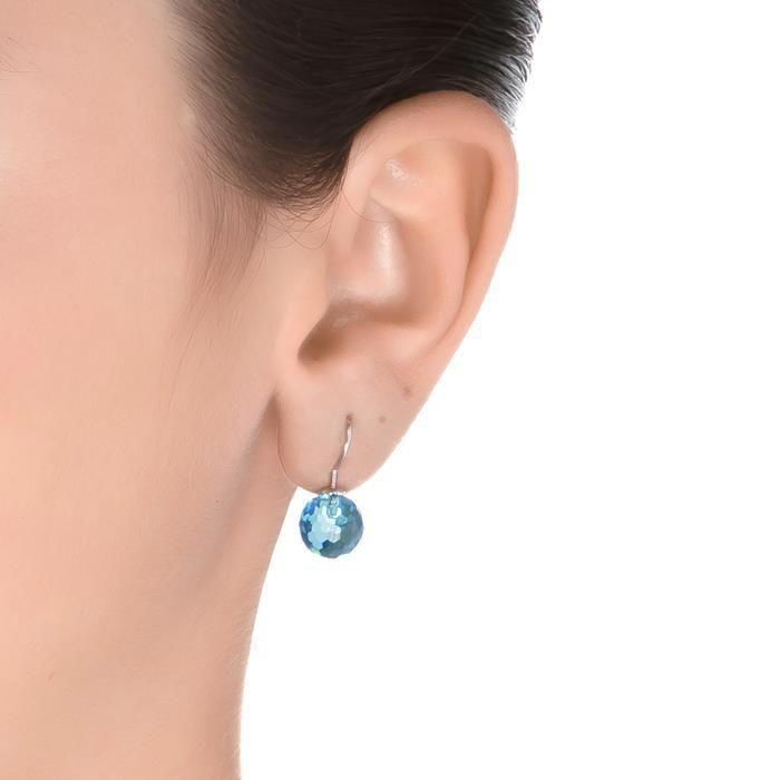 Boucles D'oreilles - Luxenter - Geel - Argent 925 - Quartz Hydrothermal Bleu - Finition Rhodium