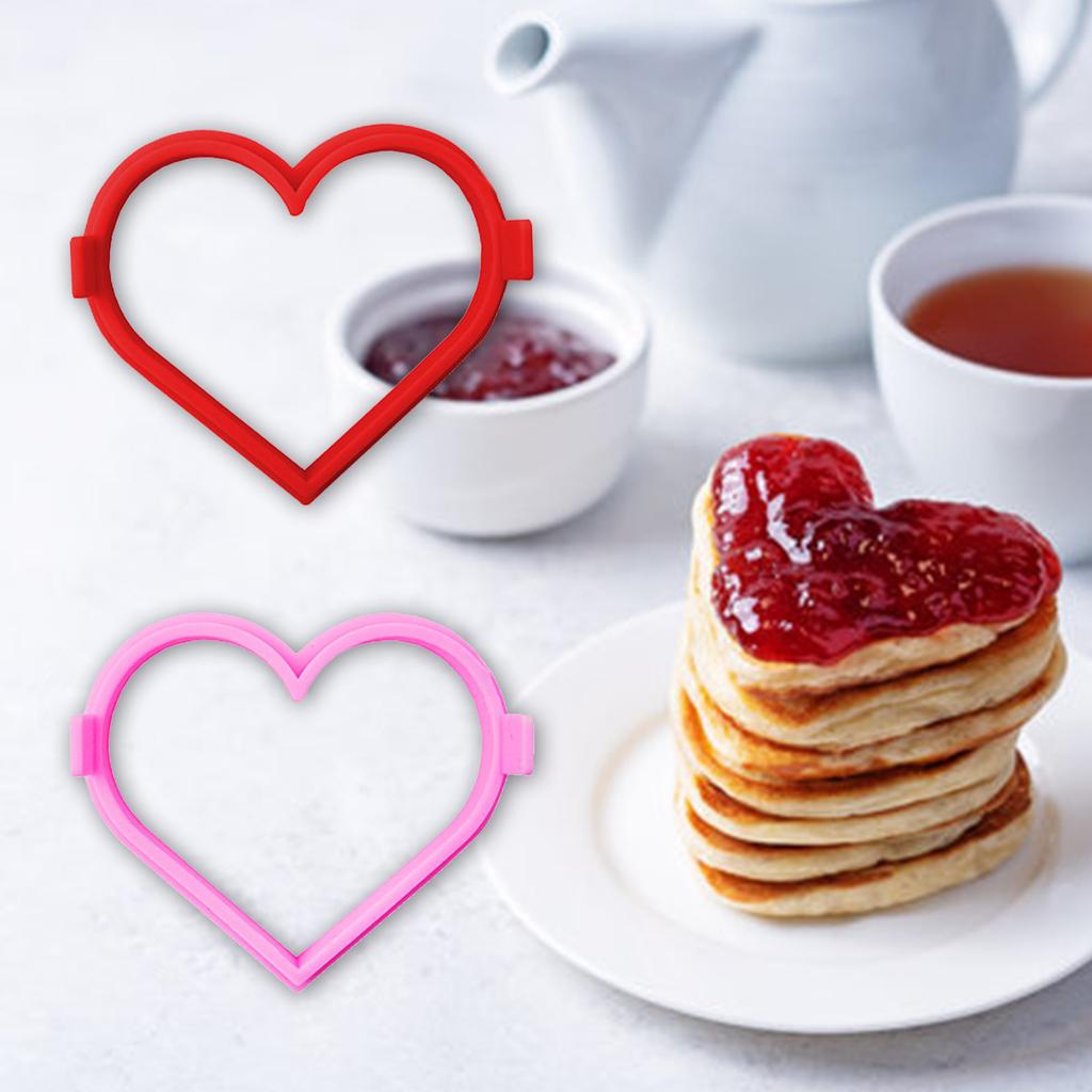 Balení 2 silikonových forem na palačinky ve tvaru srdce, nepřilnavý tvarovač na pečení dortů na Valentýna a na vaření na pánvi