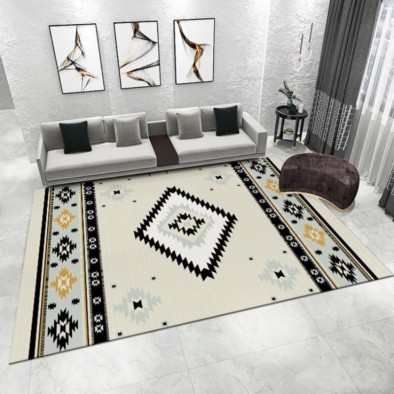 Moroccan Living Room Carpet Home Bedroom Anti-slip Rugs Diamond-shaped Line Decoration Rugs Multi-Size Ethnic Style Carpet