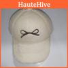 Plush Baseball Winter Cap With Embroidered Butterfly Bow Design For Wear Daily