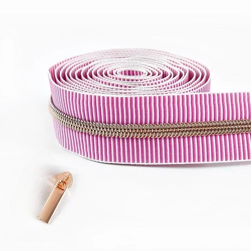 2-5Meters 5# Meetee Striped Nylon Zippers Tape for Sewing Plastic Roll Coil Zip By The Meter Zipper Closure Garment Accessories