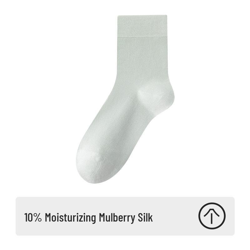 Women's Mid-Calf Mulberry Silk Maternity Socks - Antibacterial, Deodorant, Solid Color, Four Seasons Style