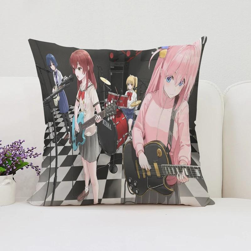 40x40cm B-Bocchi the Rock  Reversible Printed Pillow Covers Sofa Cushion Covers Chair Lumbar Cushion Bed Sleeping Pillow