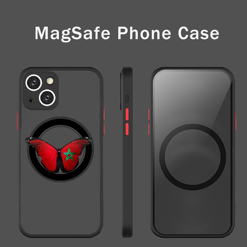 Morocco Flag Phone Case Transparent Magsafe Magnetic Magnet For iPhone 13 12 11 Pro Max Mini Wireless Charging Cover