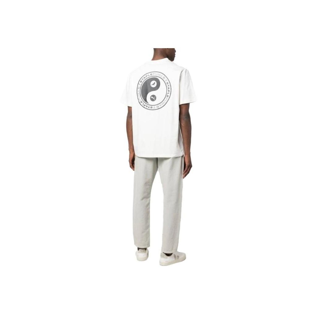 Puma Letter Pattern Printed Round Neck Short Sleeve T-Shirt Men Tops White 53982465