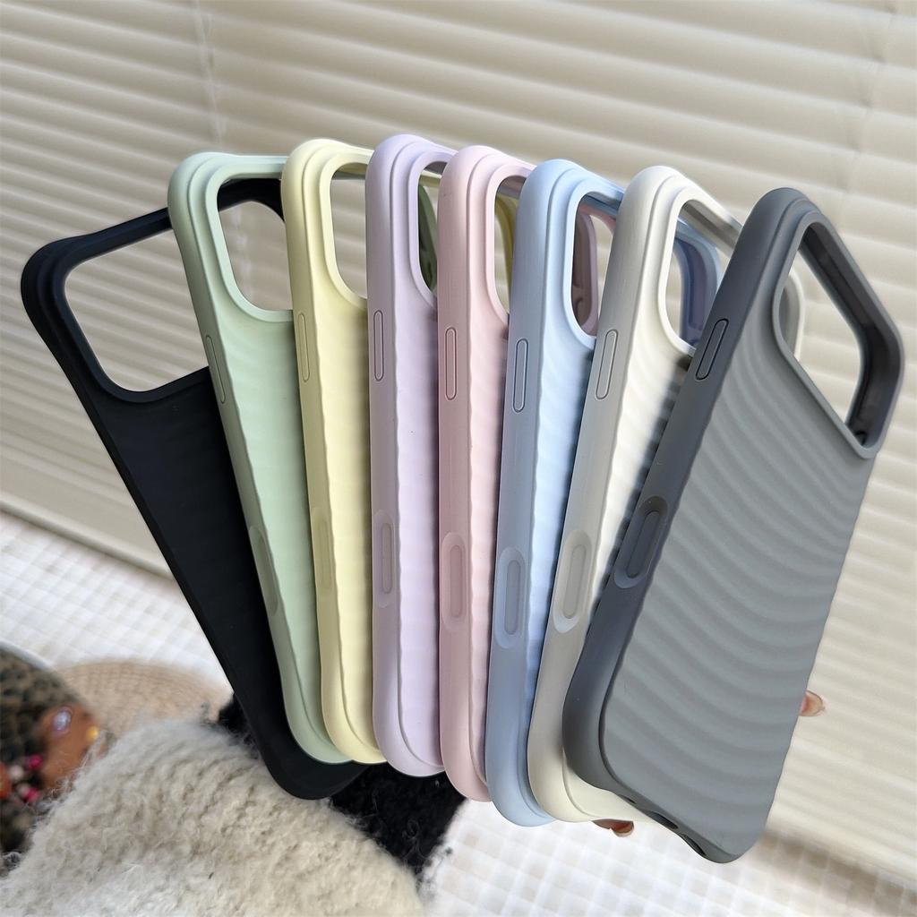 For iPhone 17 Pro Max Case Wave Pattern Liquid Silicone Shockproof Phone Cover