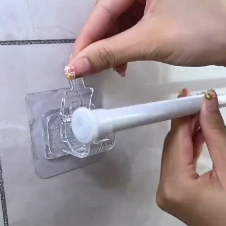 2 Stück Gardinenstangen-Clips, selbstklebende Haken, stanzfrei, Gardinenstangen-Clip, Haken, Fenstervorhänge, Wandbehang, Halter, Haushaltszubehör