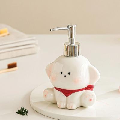 Ceramic Liquid Soap Dispenser Press Pump Empty Bottle Shower Gel Separate Bottles Cute Dog Shape Shampoo Bottle Kitchen
