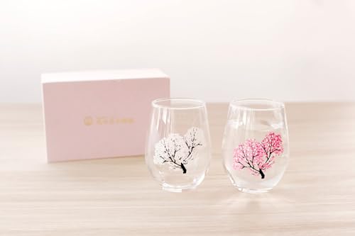 [Authentic] Marumo Takagi Ceramic Temperature-Controlled Sakura Free Glass Set (Pair) - Enjoy the Cherry Blossoms In Full Bloom! Perfect As a Gift for