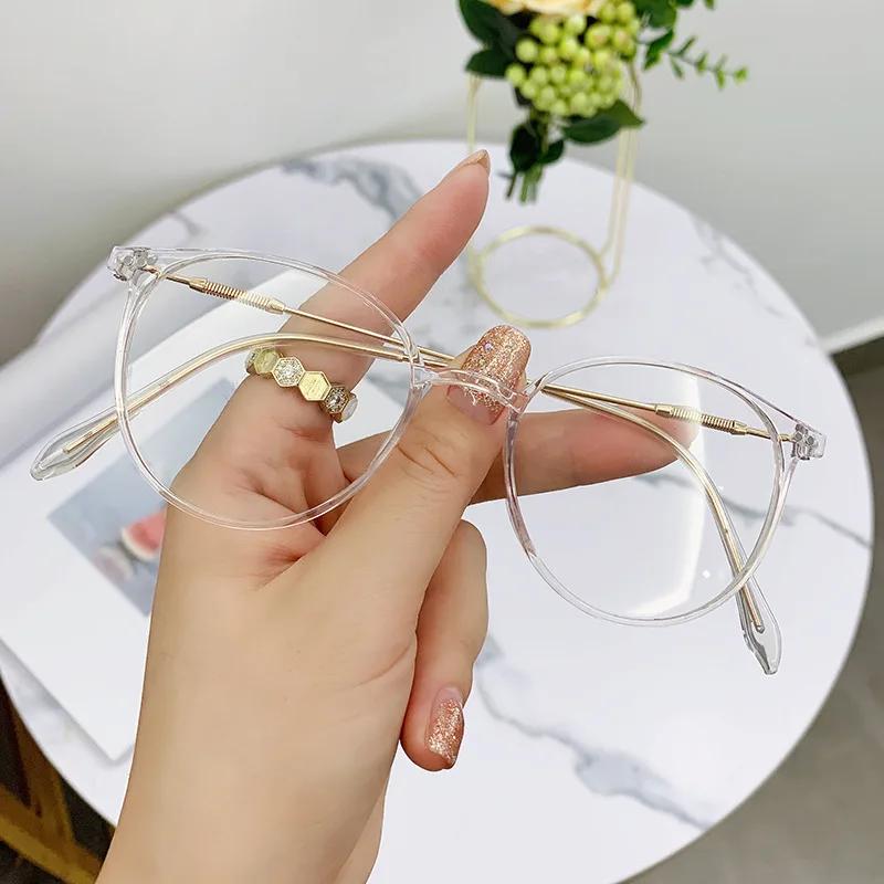

New Retro Cat s Eye Frame Reading Mirror Myopia Frames for Men and Women Oval Spring Leg Optical Frames Fashion Glasses Oculos