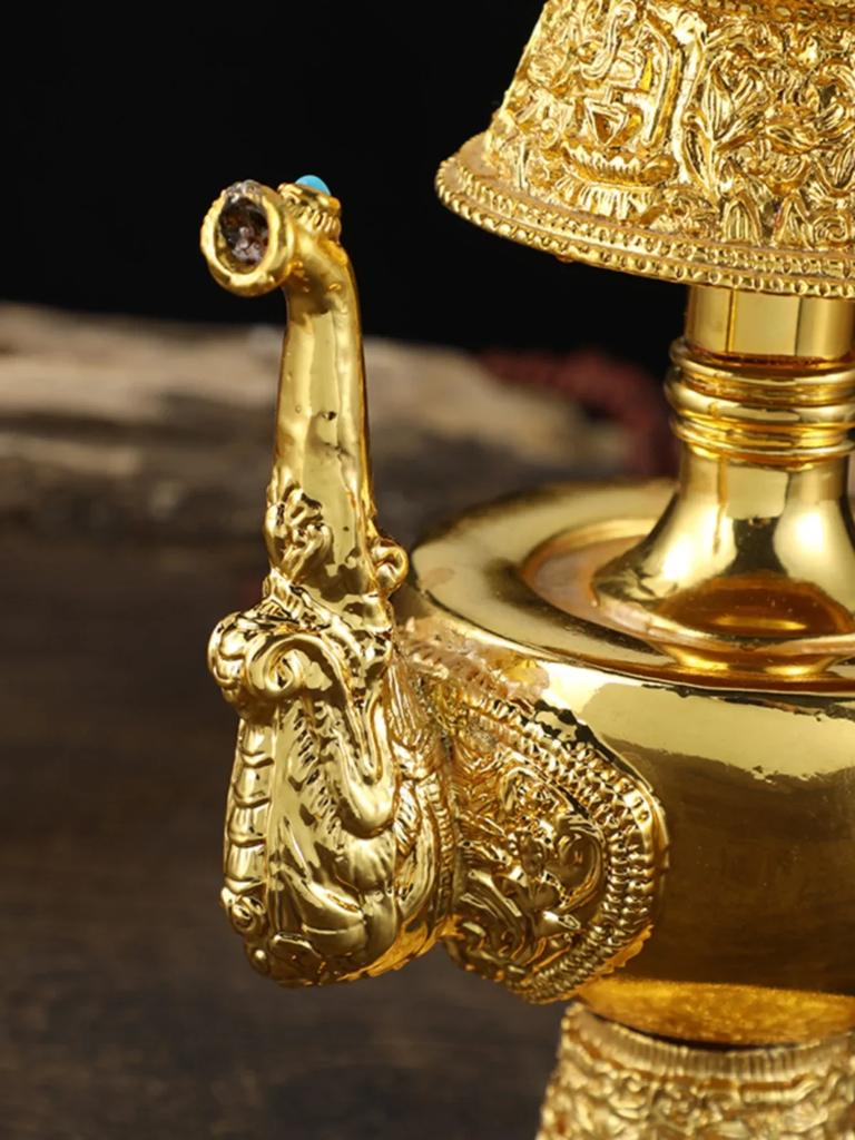 Buddhist Supplies Tibetan Gold Gilt Ben Pakistan Pot Handmade Water Bottle Water Supply Cup Trumpet