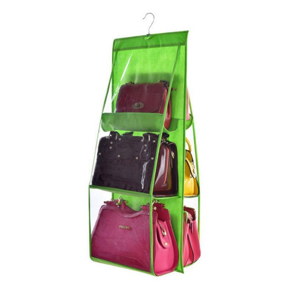 6 Pocket Hanging Handbag Organizer for Wardrobe Storage Bag Door Wall Sundry Shoe Bag with Hanger