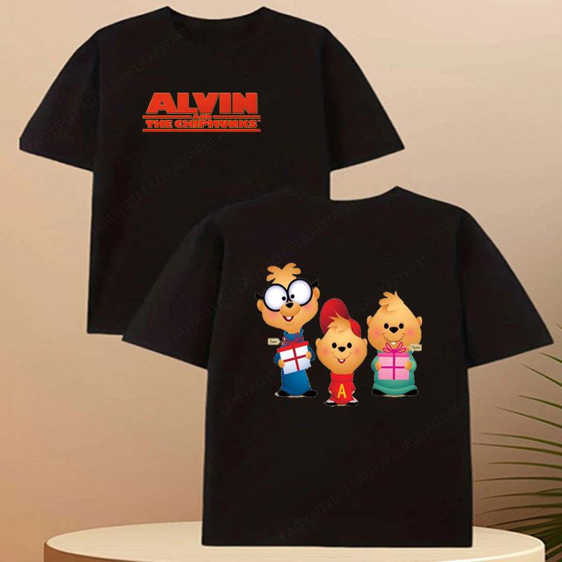 Alvin And The Chipmunks Red Shirt Unisex Sp Movie Promo Nerd Geek Animation Adult Tshirt Graphic T Shirts Cotton Tee Tops